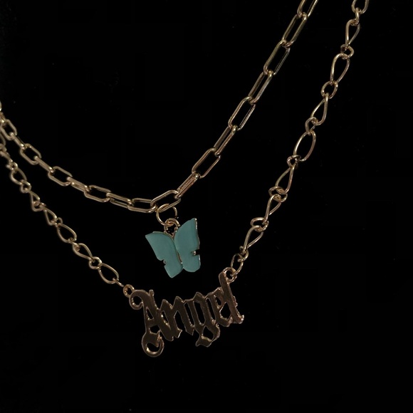 Stacked Butterfly Necklace - Picture 1 of 3